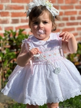 VE25-09 smocked dress in plumeti PINK DOT