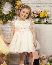 CREAM & FLOWER SMOCK DRESS | PC23-09