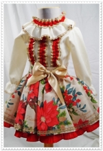 Girl set skirt and blouse mod.236 Poinsettia