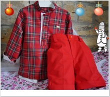 Boy set Tartan shirt and red trouser