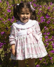 ROSES PUFFBALL DRESS AND PANTS WITH EMBROIDERY COLLAR IN24-13