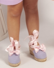 LILAC WEDGE SHOES WITH PINK BOW