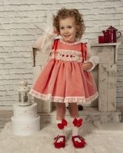 RED ORGANZA & SMOCK DRESS | IN22-32