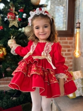 CHRISTMAS RED RUFFLE DRESS NA24-01